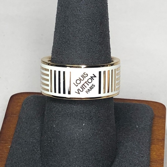 M LOUIS VUITTON LV Damier Berg White Gold Plated Ring Size 9-1/4 (M, 20) NWOT - Picture 14 of 14